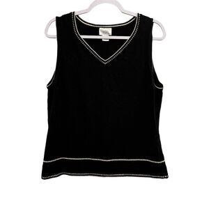 Ann Taylor LOFT Women's Sleeveless Knit Sweater Vest Black XL V-Neck
